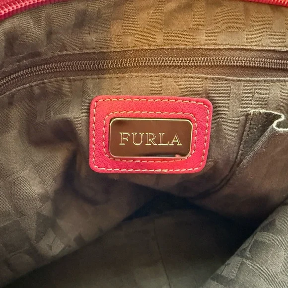 FURLA Pink Leopard Print Canvas Bag - Picture 5 of 8